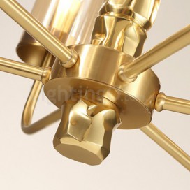 8 Light Brass Chandelier with Glass Shade