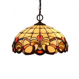 16 Inch European Stained Glass Baroque Style Pendant Light