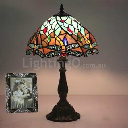 12 Inch European Stained Glass Dragonfly Style Table Lamp