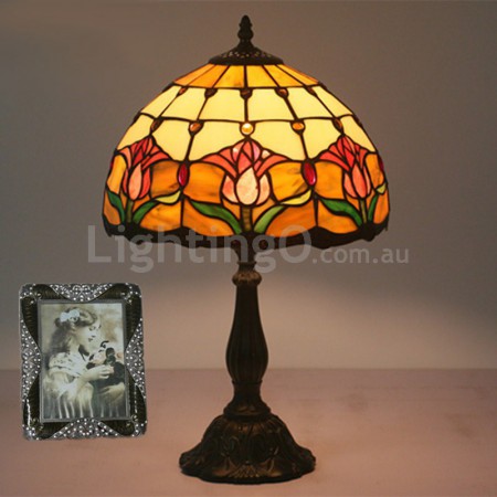 12 Inch European Stained Glass Tulip Style Table Lamp