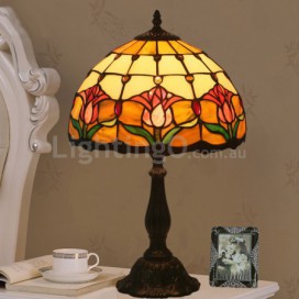 12 Inch European Stained Glass Tulip Style Table Lamp