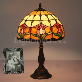 12 Inch European Stained Glass Tulip Style Table Lamp