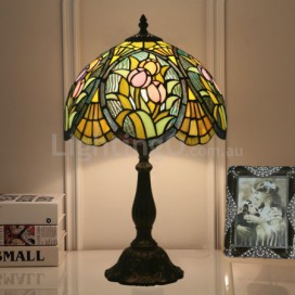 12 Inch European Stained Glass Tulip Style Table Lamp