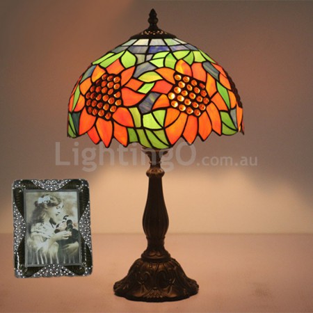 12 Inch European Stained Glass Sunflower Style Table Lamp