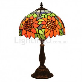 12 Inch European Stained Glass Sunflower Style Table Lamp