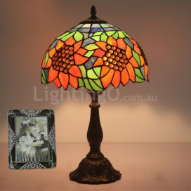 12 Inch European Stained Glass Sunflower Style Table Lamp