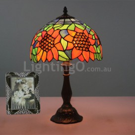 12 Inch European Stained Glass Sunflower Style Table Lamp