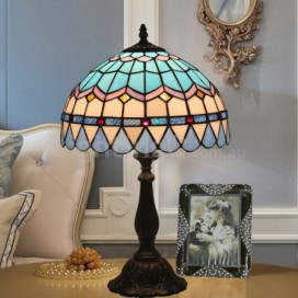 12 Inch European Stained Glass Mediterranean Style Table Lamp