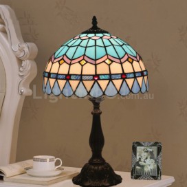 12 Inch European Stained Glass Mediterranean Style Table Lamp