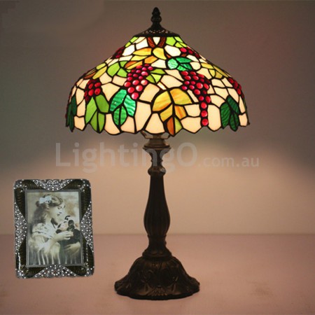 12 Inch Rural Stained Glass Grape Style Table Lamp