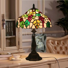 12 Inch Rural Stained Glass Grape Style Table Lamp