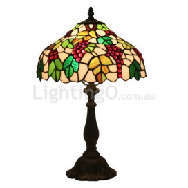 12 Inch Rural Stained Glass Grape Style Table Lamp