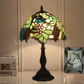 12 Inch Rural Stained Glass Grape Style Table Lamp