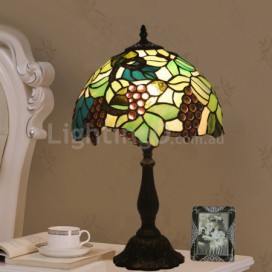 12 Inch Rural Stained Glass Grape Style Table Lamp