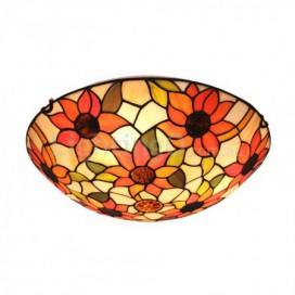 16 Inch European Stained Glass Sunflower Style Flush Mount