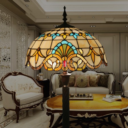 16 Inch European Stained Glass Baroque Style Floor Lamp