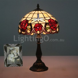 12 Inch European Stained Glass Dragonfly Style Table Lamp