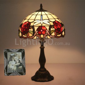 12 Inch European Stained Glass Dragonfly Style Table Lamp