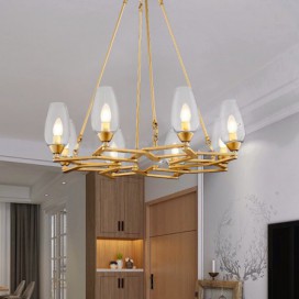 8 Light Modern / Contemporary Steel Pendant Light with Glass Shade