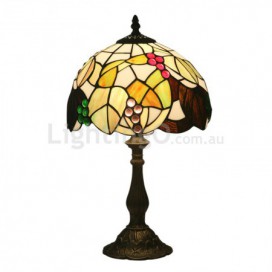 12 Inch European Stained Glass Grape Style Table Lamp