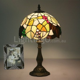 12 Inch European Stained Glass Grape Style Table Lamp