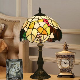 12 Inch European Stained Glass Grape Style Table Lamp