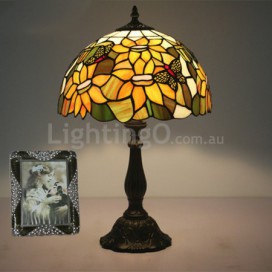 12 Inch European Stained Glass Butterfly Style Sunflower Style Table Lamp