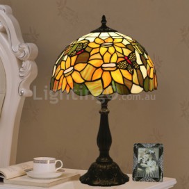 12 Inch European Stained Glass Butterfly Style Sunflower Style Table Lamp