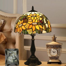 12 Inch European Stained Glass Butterfly Style Sunflower Style Table Lamp