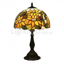 12 Inch European Stained Glass Butterfly Style Sunflower Style Table Lamp