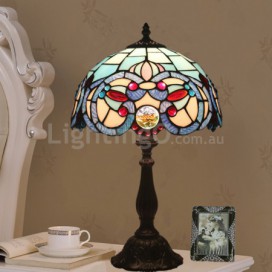 12 Inch Mediterranean Stained Glass Mediterranean Style Table Lamp