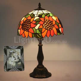 12 Inch European Stained Glass Sunflower Style Table Lamp