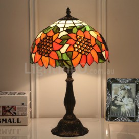 12 Inch European Stained Glass Sunflower Style Table Lamp