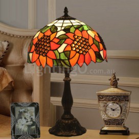 12 Inch European Stained Glass Sunflower Style Table Lamp