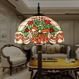 16 Inch European Stained Glass Tulip Style Floor Lamp