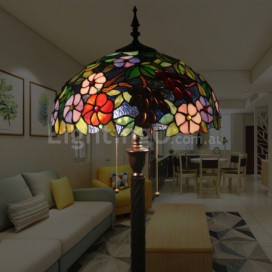 16 Inch European Stained Glass Grape Style Floor Lamp