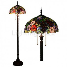 16 Inch European Stained Glass Grape Style Floor Lamp
