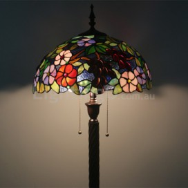 16 Inch European Stained Glass Grape Style Floor Lamp