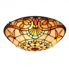 16 Inch European Stained Glass Baroque Style Flush Mount