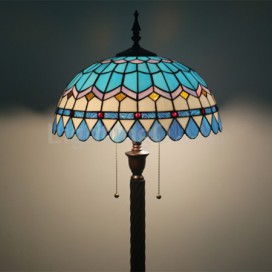 16 Inch Mediterranean Stained Glass Mediterranean Style Floor Lamp