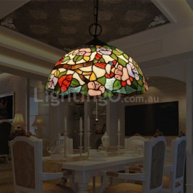 16 Inch European Stained Glass Pendant Light