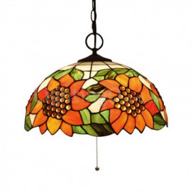 16 Inch European Stained Glass Sunflower Style Pendant Light