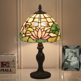 8 Inch European Stained Glass Dragonfly Style Table Lamp