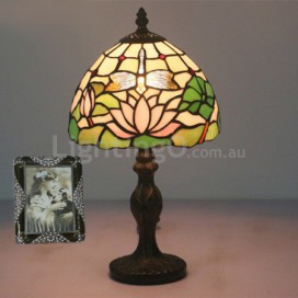 8 Inch European Stained Glass Dragonfly Style Table Lamp
