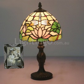 8 Inch European Stained Glass Dragonfly Style Table Lamp