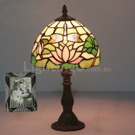 8 Inch European Stained Glass Dragonfly Style Table Lamp