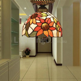 8 Inch European Stained Glass Sunflower Style Flush Mount