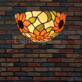 12 Inch European Stained Glass Sunflower Style Wall Light