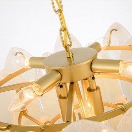 6 Light Modern / Contemporary Steel Pendant Light with Glass Shade