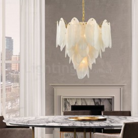 6 Light Modern / Contemporary Steel Pendant Light with Glass Shade